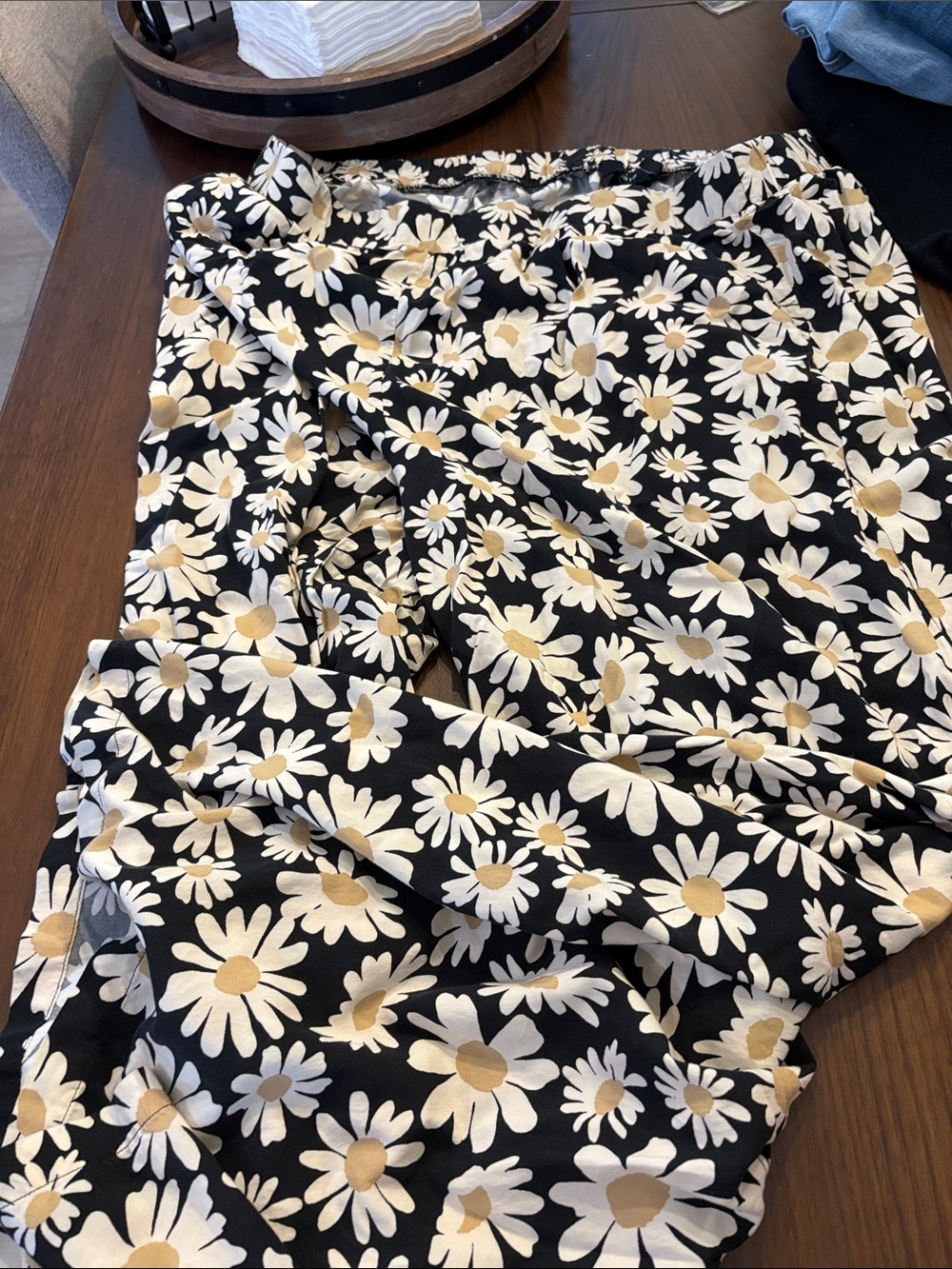 torrid Black Daisy Print Wide-Leg Track Pants